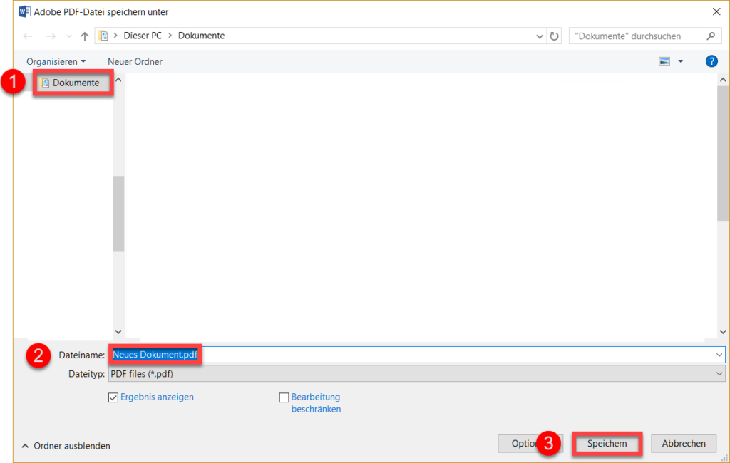 WordDokument als PDF speichern A Informatik Anleitung