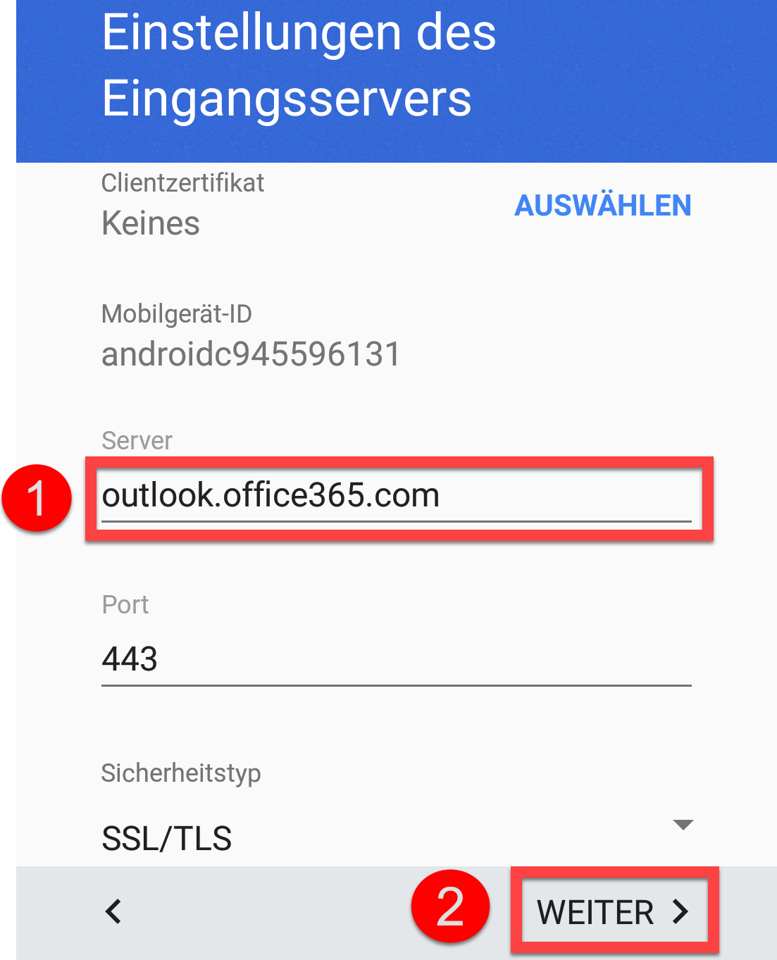 Mail auf Android 8