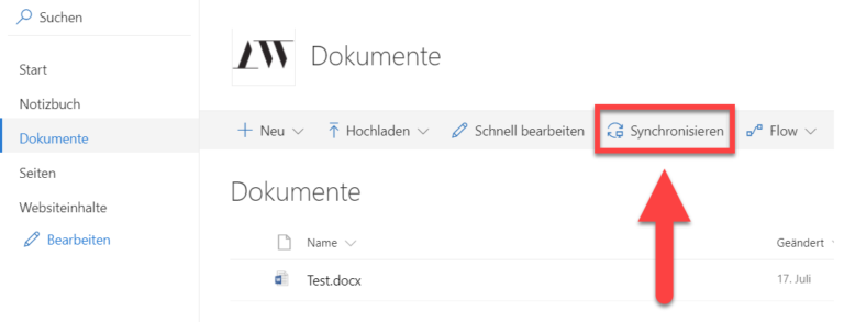 Sharepoint auf den Computer synchronisieren – AWeb Informatik Anleitung