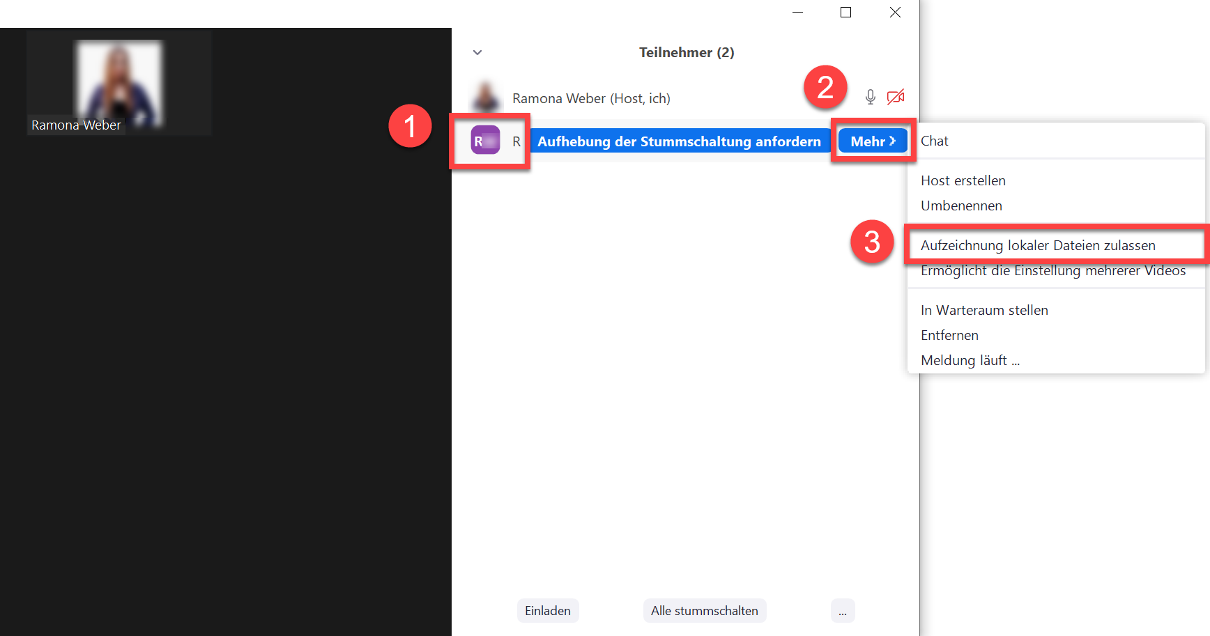 Ein zoom meeting aufzeichnen aweb informatik anleitung