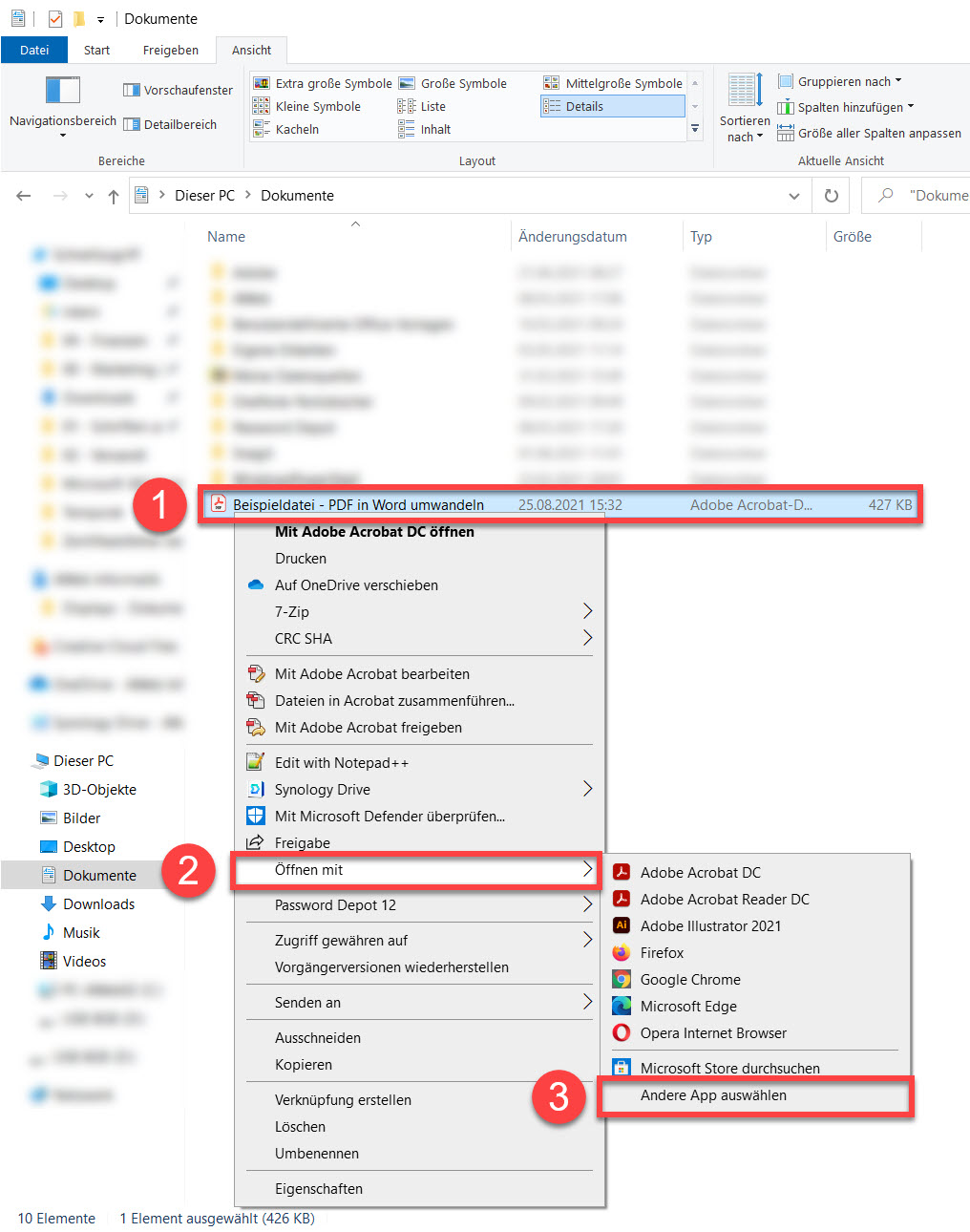Ein PDF in eine Word-Datei umwandeln – AWeb Informatik Anleitung