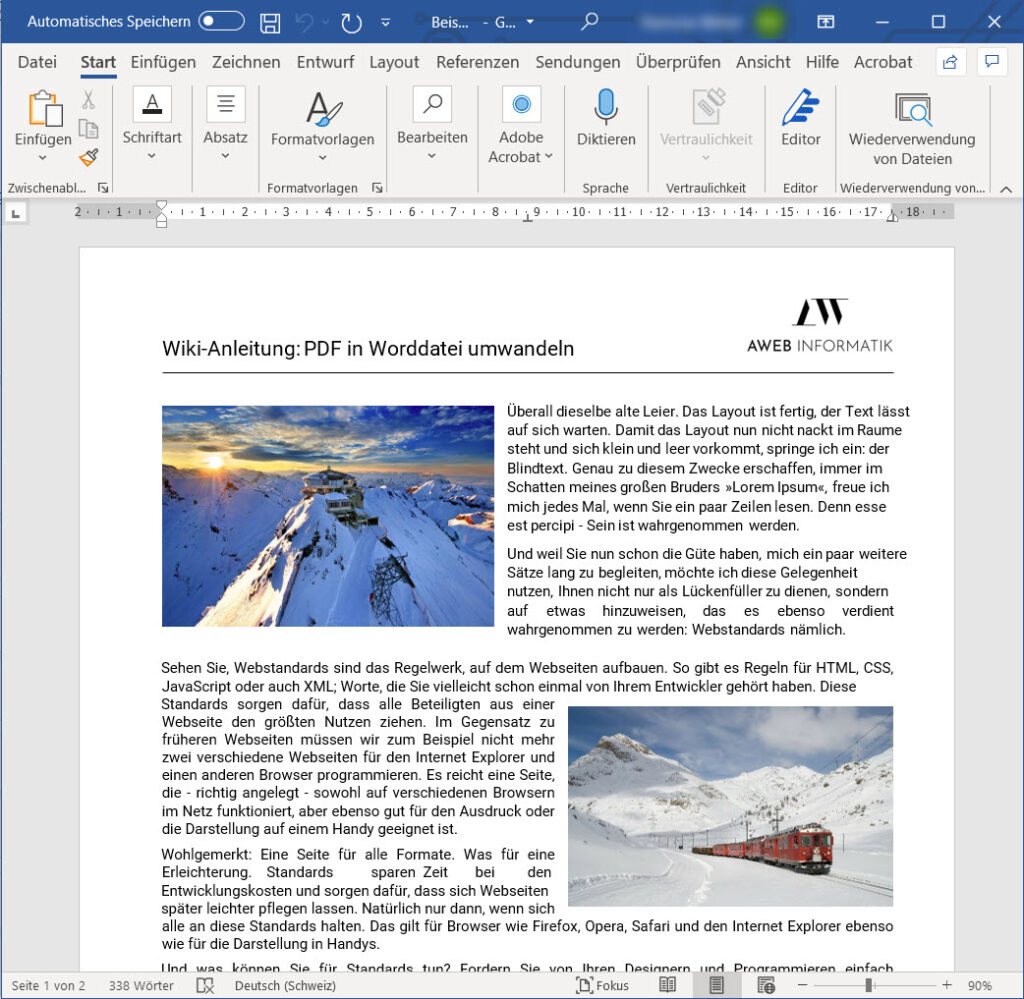 Ein Pdf In Eine Word Datei Umwandeln Aweb Informatik Anleitung