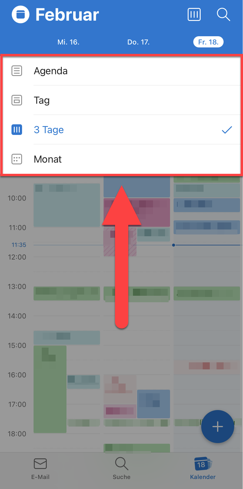 Outlook-App auf iOS: Kalenderansicht ändern – AWeb Informatik Anleitung