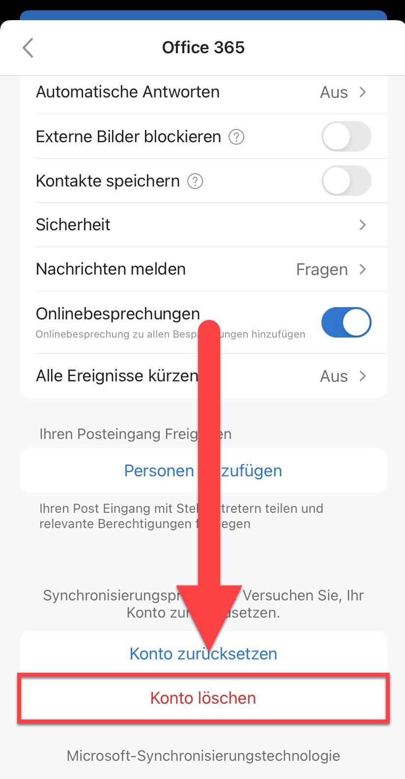 Outlook App Auf Ios Konto Entfernen Aweb Informatik Anleitung